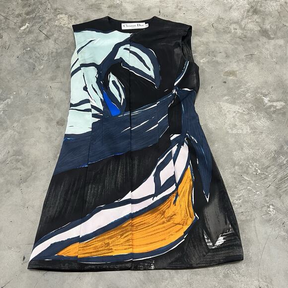 Christian Dior Sleeveless Dress Size F 34/US 2 Hook Eye Loop Closure Multicolor - Picture 1 of 8